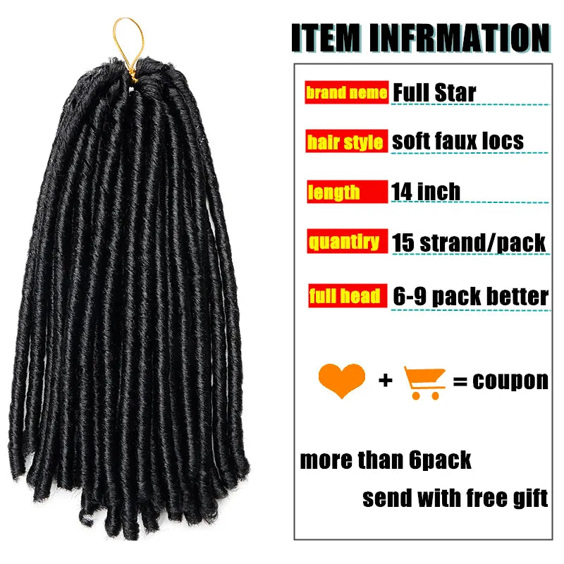 Full Star Crochet Braids Synthetic Hair Extensions Soft Faux Locs Black Brown Bug Color 70 G/Pack Crochet Hair for Women