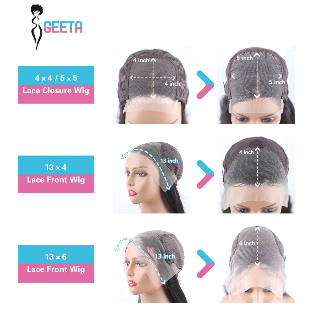Geeta Transparent Lace Wig 13x6 Human Hair Curly Wigs 30 32 Inch Deep Wave Frontal Wig Pre Plucked 13x4 Lace Front Wig For Women