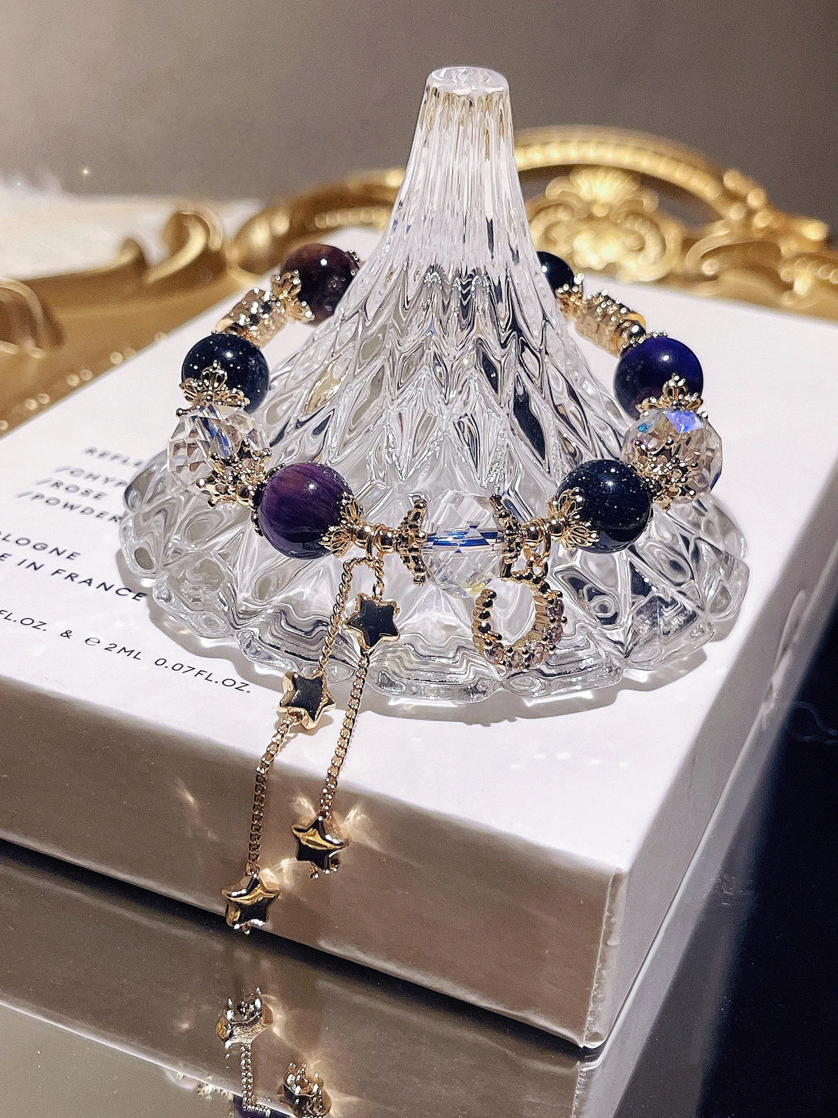 Gentian Crystal Bracelet with Fragrance and Purple Tiger Eye Natural Stone Colored Beaded Bracelet for Women's Party Gifts