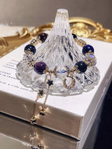 Gentian Crystal Bracelet with Fragrance and Purple Tiger Eye Natural Stone Colored Beaded Bracelet for Women's Party Gifts