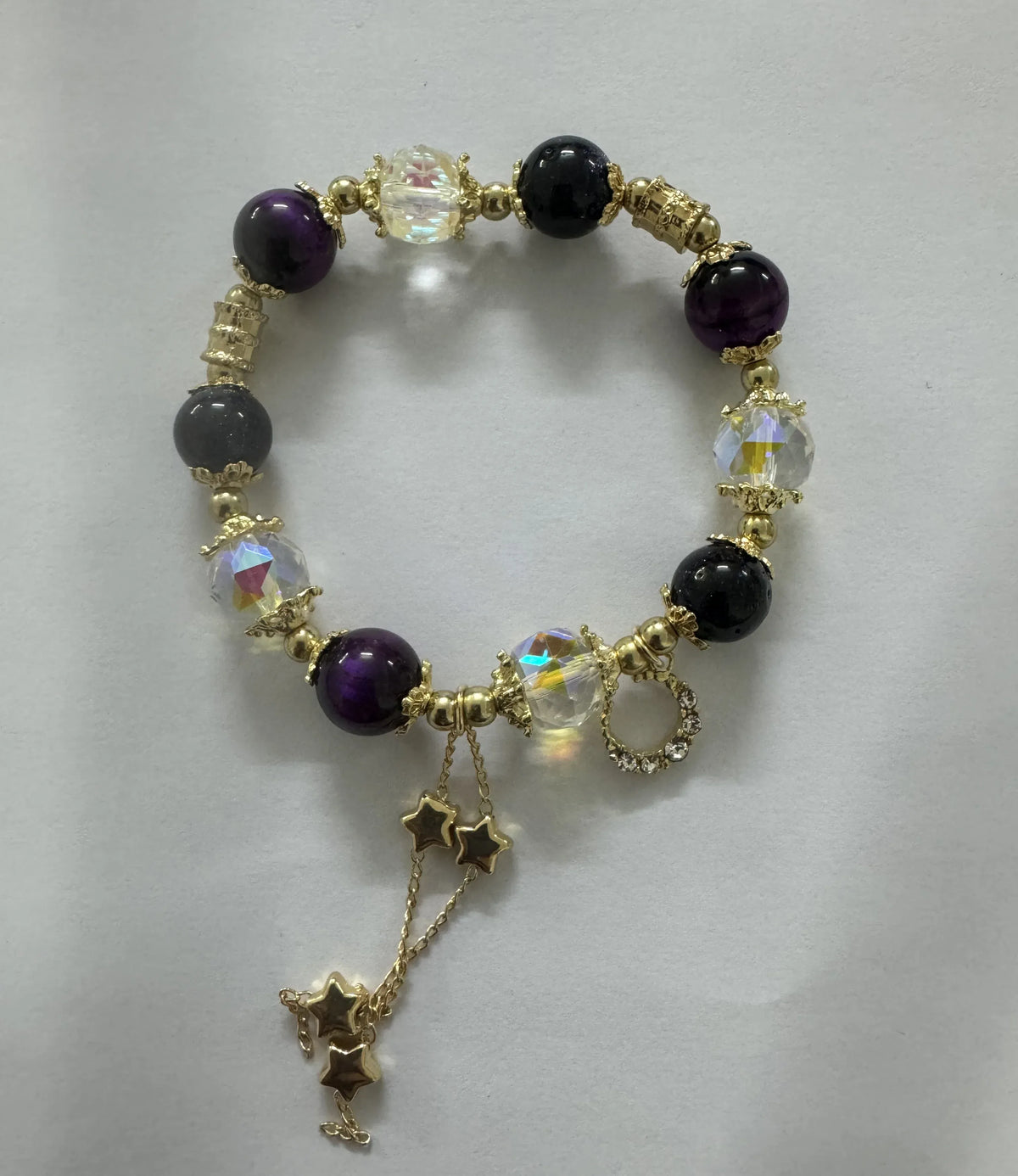 Gentian Crystal Bracelet with Fragrance and Purple Tiger Eye Natural Stone Colored Beaded Bracelet for Women's Party Gifts