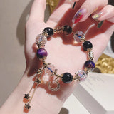 Gentian Crystal Bracelet with Fragrance and Purple Tiger Eye Natural Stone Colored Beaded Bracelet for Women's Party Gifts