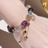 Gentian Crystal Bracelet with Fragrance and Purple Tiger Eye Natural Stone Colored Beaded Bracelet for Women's Party Gifts