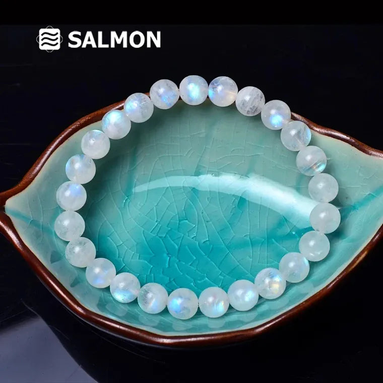 Genuine Natural Blue Light Moonstone Crystal Clear Round Beads Bracelet Healing Stone Moonstone Women 6mm 7mm 8mm 9mm 10mm AAAAA