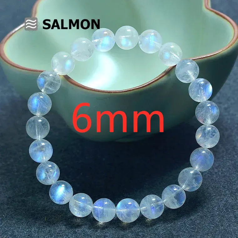 Genuine Natural Blue Light Moonstone Crystal Clear Round Beads Bracelet Healing Stone Moonstone Women 6mm 7mm 8mm 9mm 10mm AAAAA