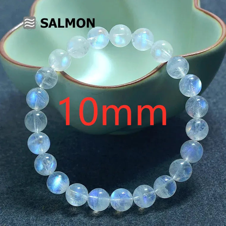 Genuine Natural Blue Light Moonstone Crystal Clear Round Beads Bracelet Healing Stone Moonstone Women 6mm 7mm 8mm 9mm 10mm AAAAA