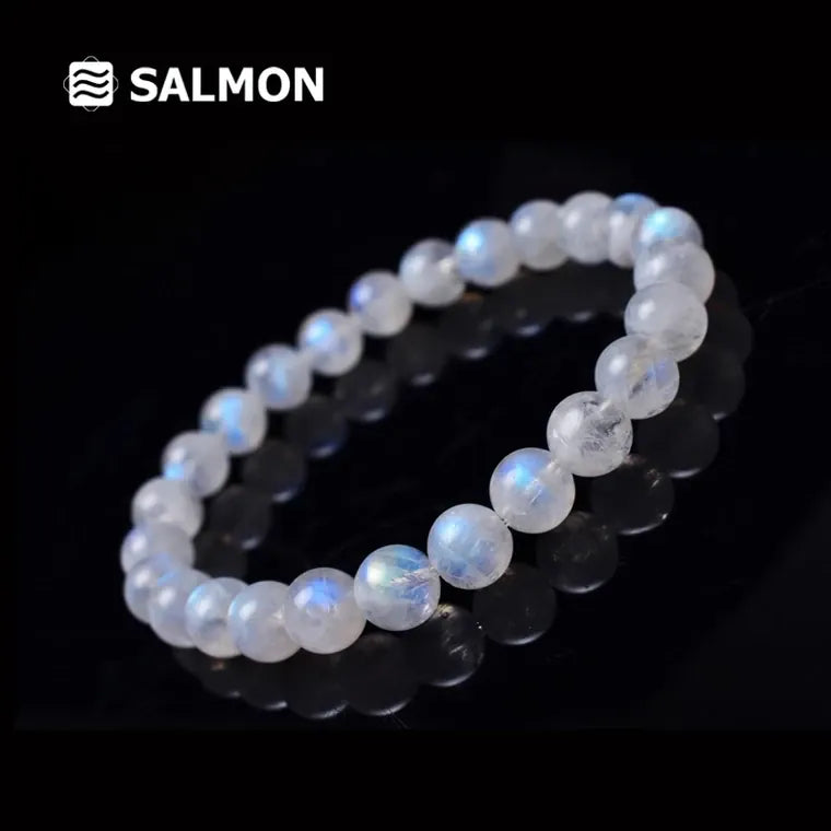 Genuine Natural Blue Light Moonstone Crystal Clear Round Beads Bracelet Healing Stone Moonstone Women 6mm 7mm 8mm 9mm 10mm AAAAA