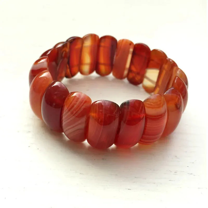 Genuine Natural Botswana Agate Gemstone Bracelets Woman Lady Stretch Crystal Rectangle Bead Bangle Onyx Bracelet 10*25mm