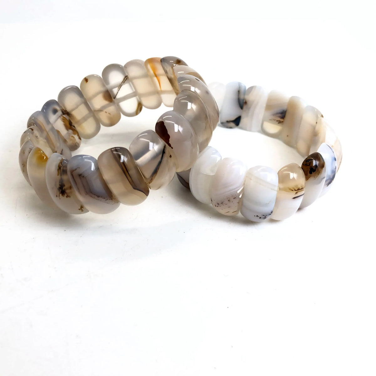 Genuine Natural Botswana Agate Gemstone Bracelets Woman Lady Stretch Crystal Rectangle Bead Bangle Onyx Bracelet 10*25mm