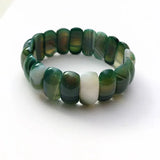 Genuine Natural Botswana Agate Gemstone Bracelets Woman Lady Stretch Crystal Rectangle Bead Bangle Onyx Bracelet 10*25mm