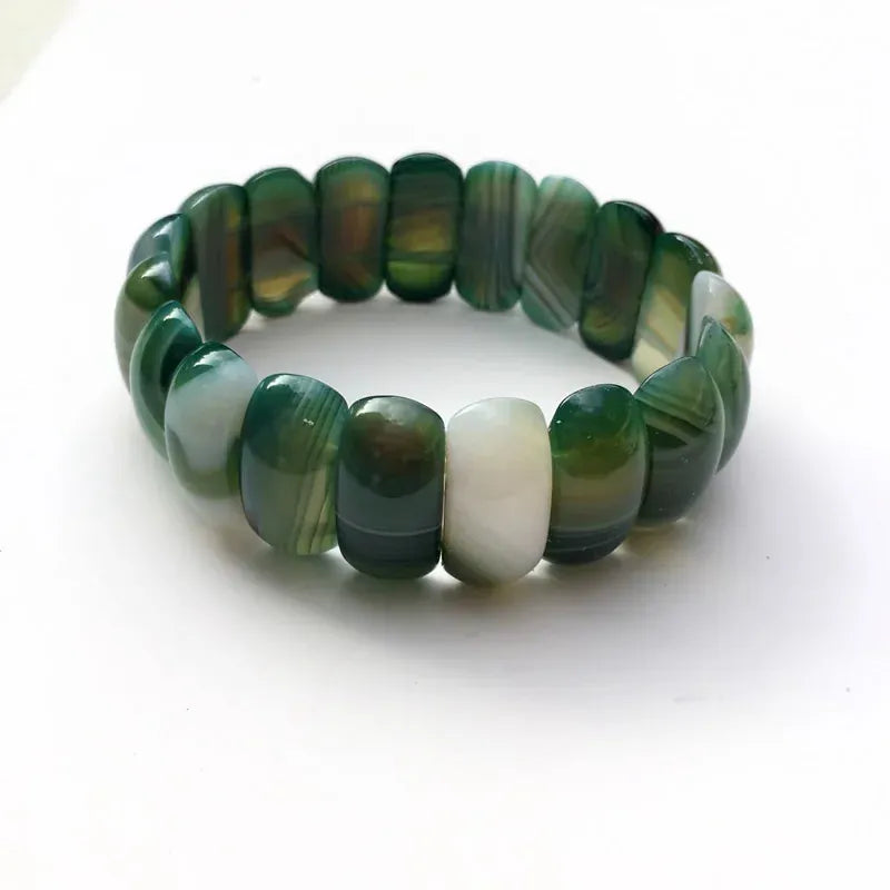 Genuine Natural Botswana Agate Gemstone Bracelets Woman Lady Stretch Crystal Rectangle Bead Bangle Onyx Bracelet 10*25mm