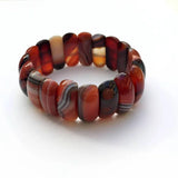 Genuine Natural Botswana Agate Gemstone Bracelets Woman Lady Stretch Crystal Rectangle Bead Bangle Onyx Bracelet 10*25mm