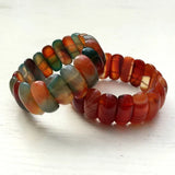 Genuine Natural Botswana Agate Gemstone Bracelets Woman Lady Stretch Crystal Rectangle Bead Bangle Onyx Bracelet 10*25mm