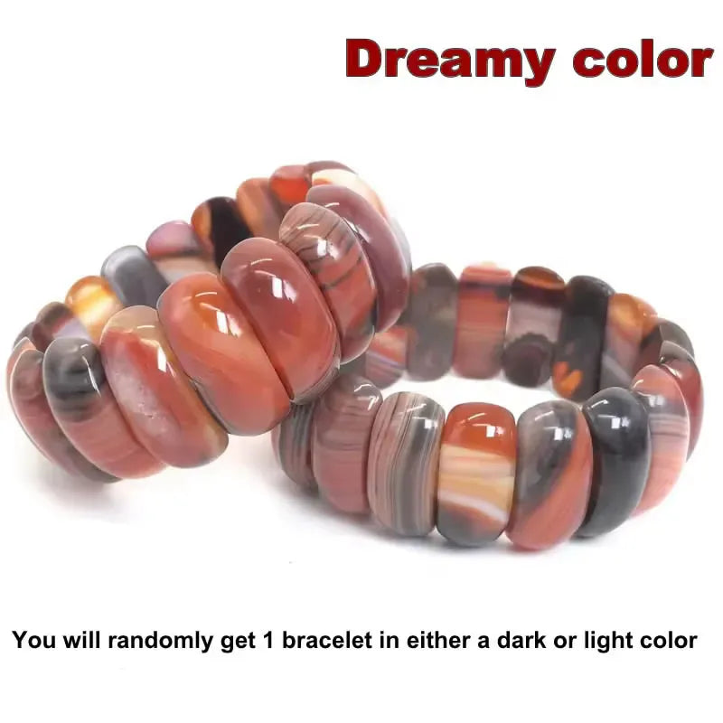 Genuine Natural Botswana Agate Gemstone Bracelets Woman Lady Stretch Crystal Rectangle Bead Bangle Onyx Bracelet 10*25mm
