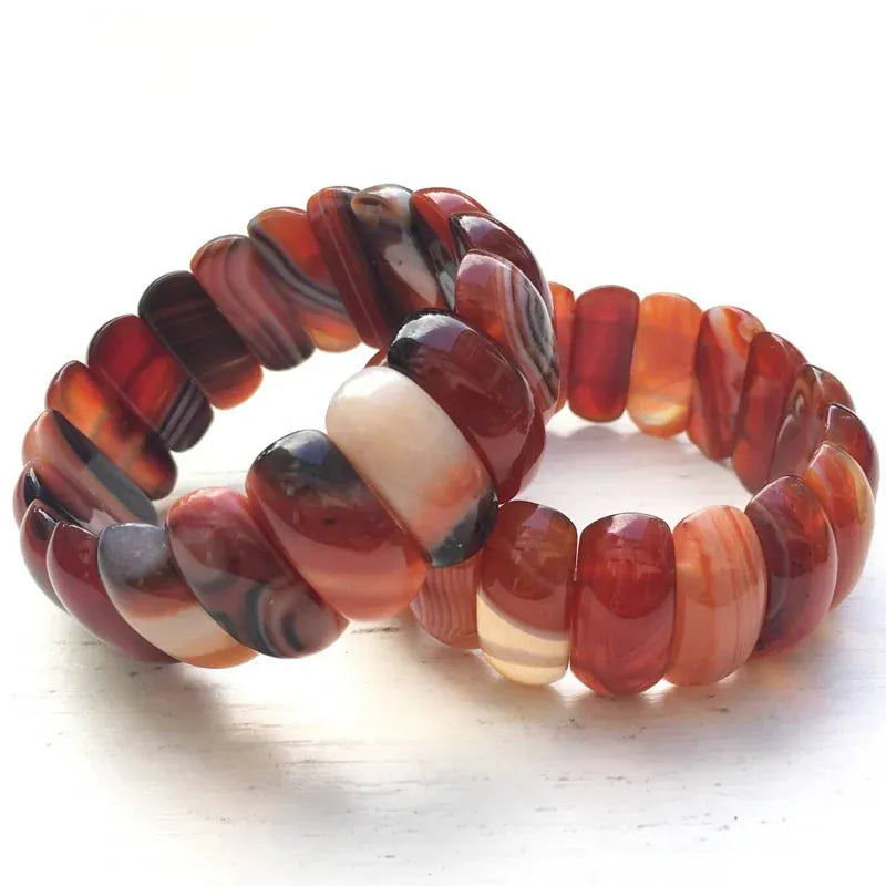 Genuine Natural Botswana Agate Gemstone Bracelets Woman Lady Stretch Crystal Rectangle Bead Bangle Onyx Bracelet 10*25mm
