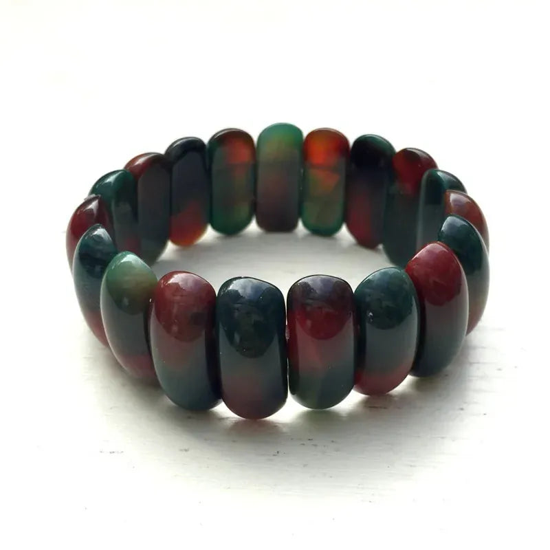 Genuine Natural Botswana Agate Gemstone Bracelets Woman Lady Stretch Crystal Rectangle Bead Bangle Onyx Bracelet 10*25mm