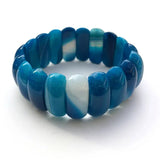 Genuine Natural Botswana Agate Gemstone Bracelets Woman Lady Stretch Crystal Rectangle Bead Bangle Onyx Bracelet 10*25mm