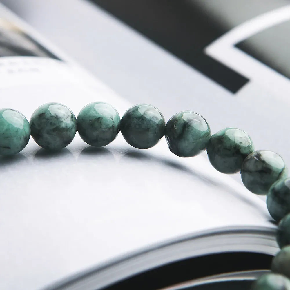 Genuine Natural Green Emerald Crystal Round Beads Bracelet 7mm 8mm 9mm 10mm Gemstone Women Stone Rarest Bracelet Jewelry AAAAA