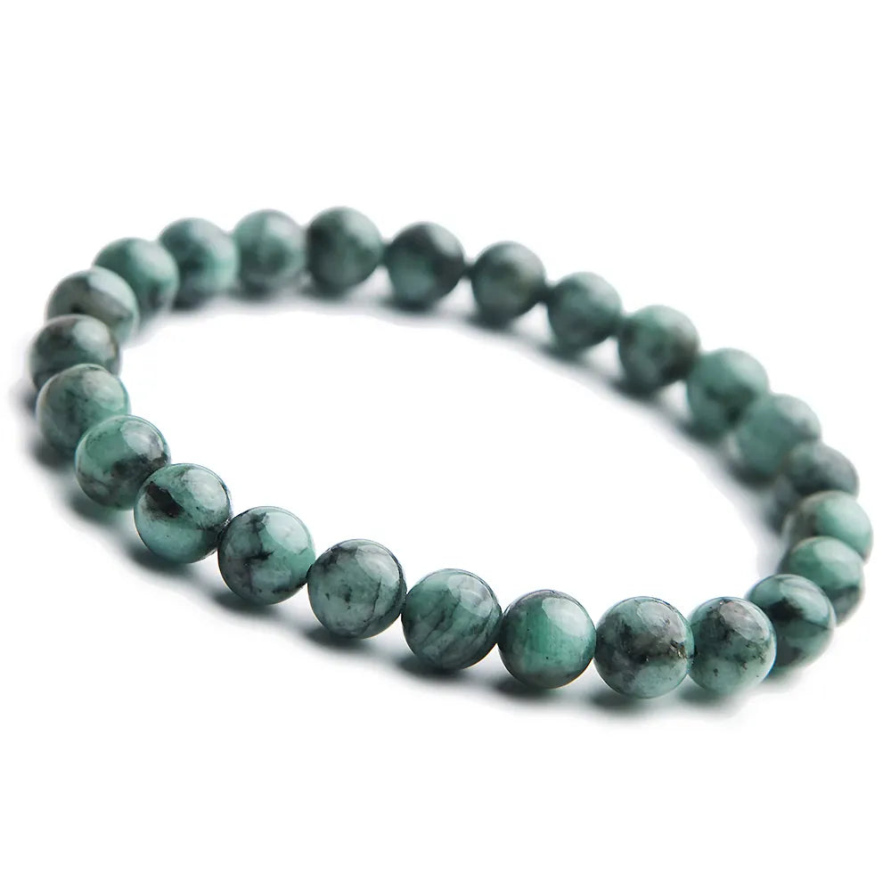 Genuine Natural Green Emerald Crystal Round Beads Bracelet 7mm 8mm 9mm 10mm Gemstone Women Stone Rarest Bracelet Jewelry AAAAA