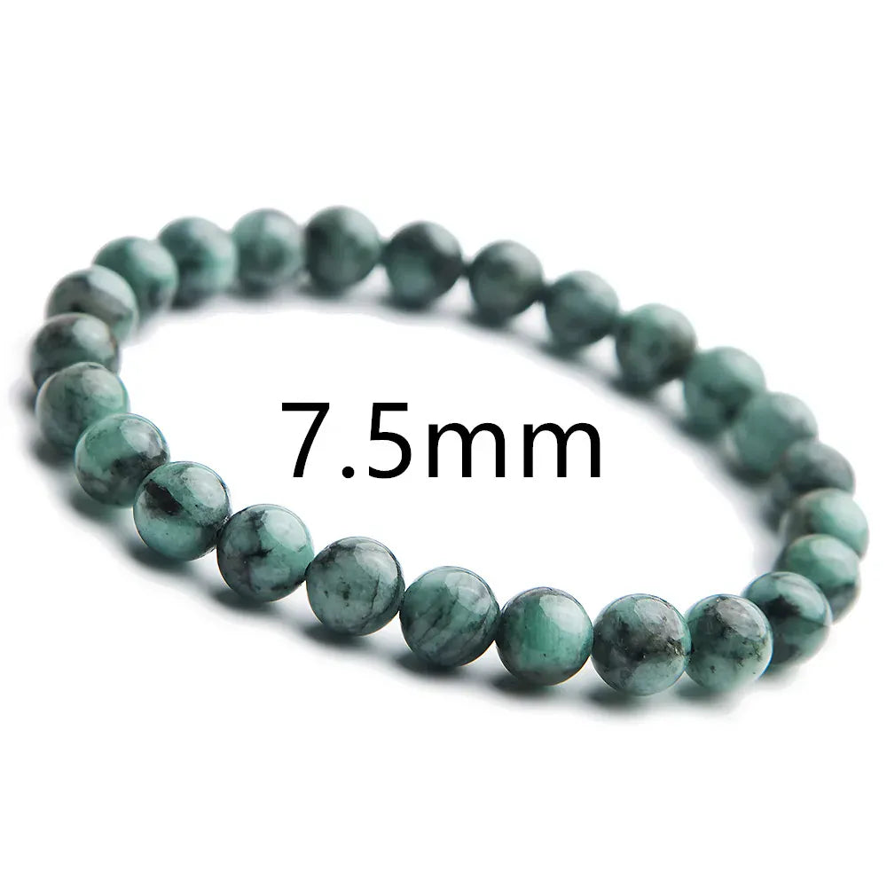 Genuine Natural Green Emerald Crystal Round Beads Bracelet 7mm 8mm 9mm 10mm Gemstone Women Stone Rarest Bracelet Jewelry AAAAA