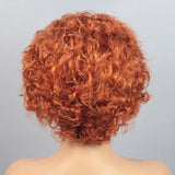 Ginger Pixie Cut Wigs Human Hair 6 8 Inch Short Curly Lace Frontal Human Hair Wigs For Women  #350 Orange Water Wave Bob Wig 13x1 Transparent Lace Wigs