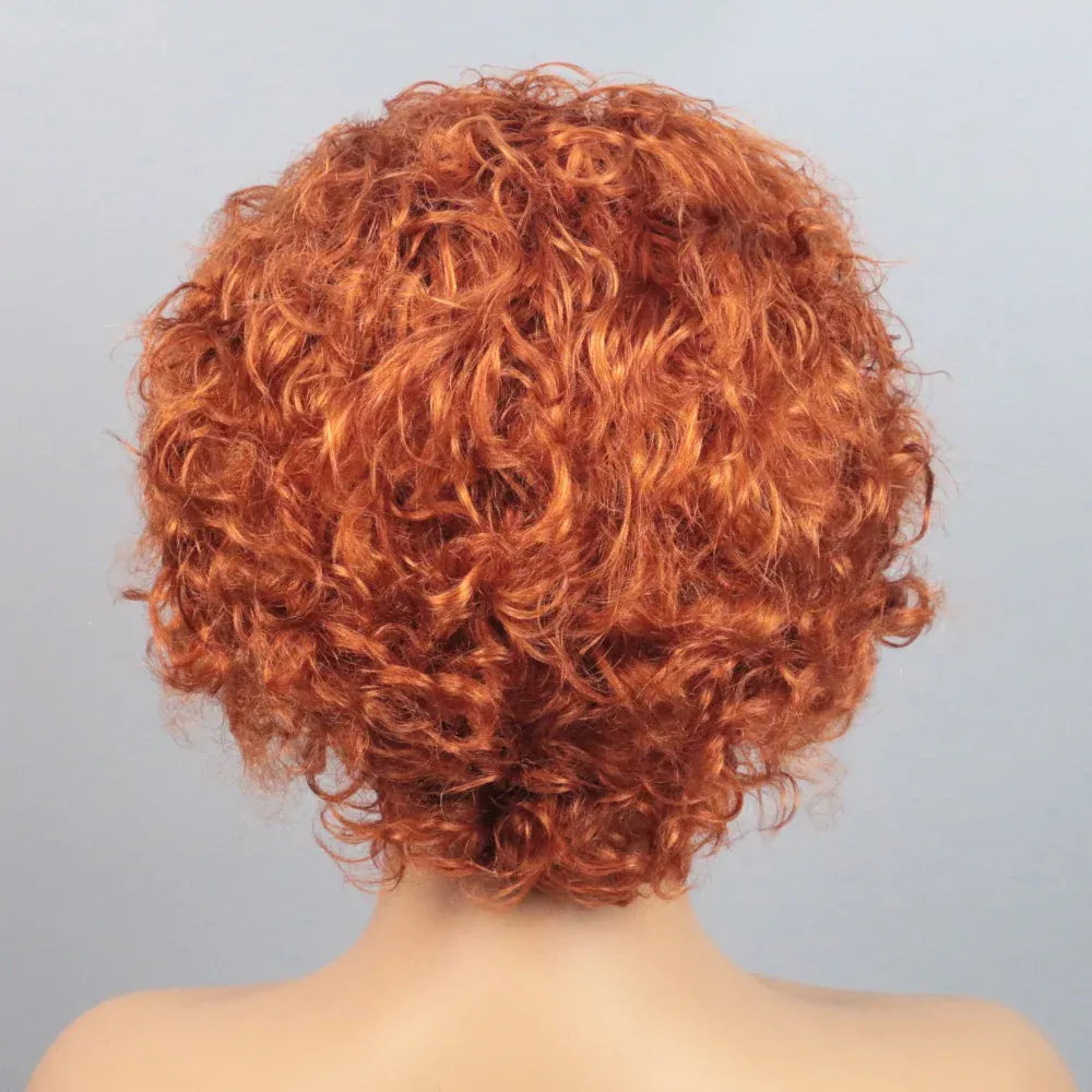 Ginger Pixie Cut Wigs Human Hair 6 8 Inch Short Curly Lace Frontal Human Hair Wigs For Women  #350 Orange Water Wave Bob Wig 13x1 Transparent Lace Wigs