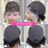 Ginger Pixie Cut Wigs Human Hair 6 8 Inch Short Curly Lace Frontal Human Hair Wigs For Women  #350 Orange Water Wave Bob Wig 13x1 Transparent Lace Wigs