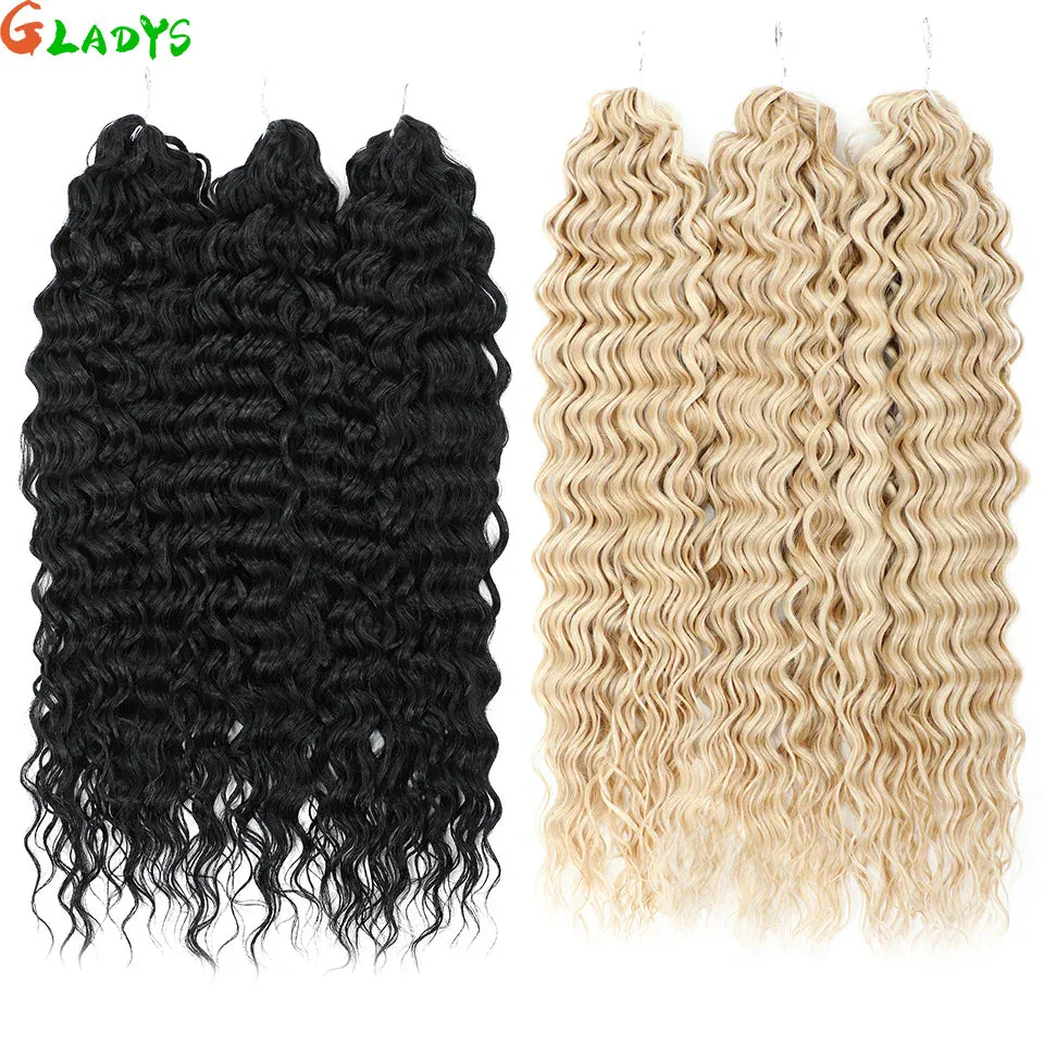 Gladys 24 Inch Ariel Water Wave Crochet Hair Extensions 300g/3pcs Blonde Black 60cm Braids Twist Hair Synthetic Hair Extensions