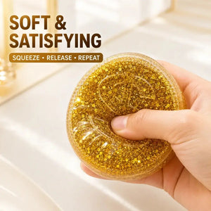 Glitter-Filled Gold Coin Squishy Stress Relief Sensory Toy for Adults and Kids