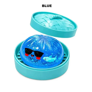 Glitter Shark Dumpling Squishy Toy with Steamer, Soft Slow Rising Sensory Fidget Squeeze Toy
