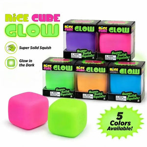 Glow Ice Cube Squishy Fidget Toy, Slow Rising Maltose Sensory Stress Relief Squeeze Ball