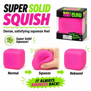 Glow Ice Cube Squishy Fidget Toy, Slow Rising Maltose Sensory Stress Relief Squeeze Ball