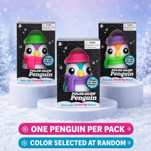 Glow in the Dark Arctic Penguin Crunchy Squishy Fidget Toy, Sensory Stress Relief Squeeze