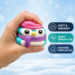 Glow in the Dark Arctic Penguin Crunchy Squishy Fidget Toy, Sensory Stress Relief Squeeze