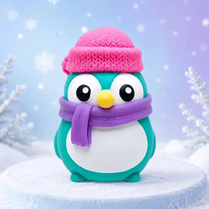 Glow in the Dark Arctic Penguin Crunchy Squishy Fidget Toy, Sensory Stress Relief Squeeze