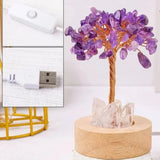 Glowing Crystal Money Tree with LED Base for Wealth Luck, Natural Stone Feng Shui Desktop Ornament, Gift for Birthday