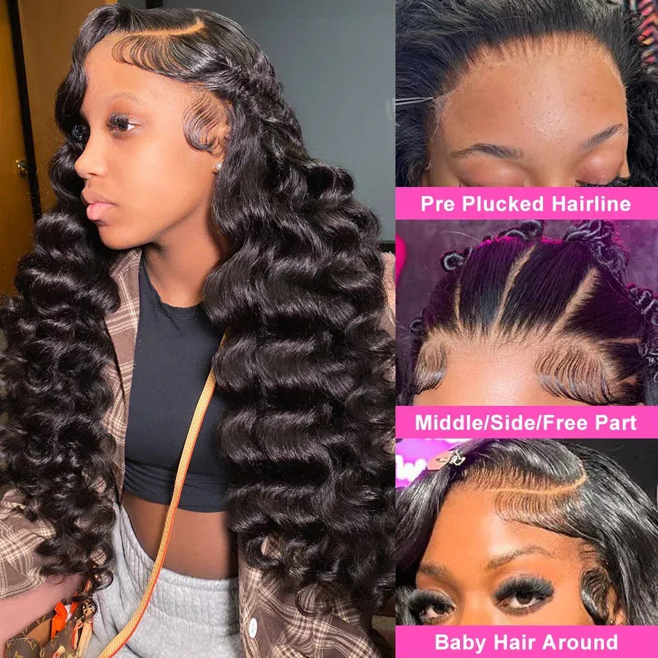 Glueless 13x6 HD loose deep wave frontal human hair wig for women by HSF Marketplace