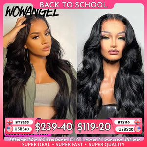 Glueless Body Wave Human Hair Wig, 5x5 HD Lace Closure, 250% Density, Pre-Plucked Wear & Go