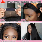 Glueless Body Wave Human Hair Wig, 5x5 HD Lace Closure, 250% Density, Pre-Plucked Wear & Go