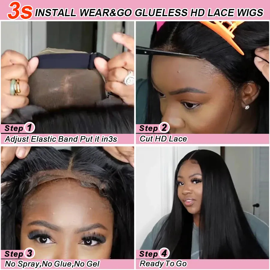 Glueless Body Wave Human Hair Wig, 5x5 HD Lace Closure, 250% Density, Pre-Plucked Wear & Go