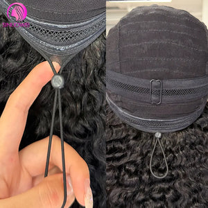 Glueless Drawstring Ready To Wear Wigs 100% Natural Hair 13x4 Hd Lace Frontal Wigs Drawstring Seamless Clips Wig For Women