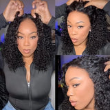 Glueless Kinky Curly Bob Wigs Malaysian Human Hair Wig 13x4 HD Lace Frontal Wigs Wear and Go Short Deep Curly Bob Wigs of Women