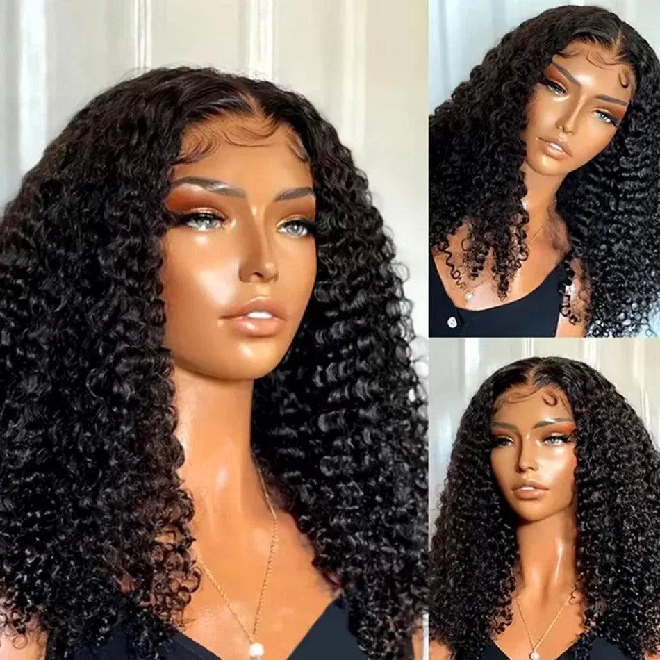 Glueless Kinky Curly Bob Wigs Malaysian Human Hair Wig 13x4 HD Lace Frontal Wigs Wear and Go Short Deep Curly Bob Wigs of Women