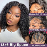 Glueless Kinky Curly Bob Wigs Malaysian Human Hair Wig 13x4 HD Lace Frontal Wigs Wear and Go Short Deep Curly Bob Wigs of Women