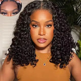 Glueless Kinky Curly Bob Wigs Malaysian Human Hair Wig 13x4 HD Lace Frontal Wigs Wear and Go Short Deep Curly Bob Wigs of Women