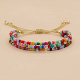 Go2Boho Summer Product Beach Jewelry Miyuki Beaded Bracelet Rainbow Colored Beads Adjustable Rope Surprise Beach Gift for Girls