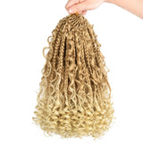 Goddess Box Braids Crochet Hair 10 Inch Pre Looped Boho Crochet Braids with Curly Ends, 8 Packs Synthetic Crochet Hair for Women