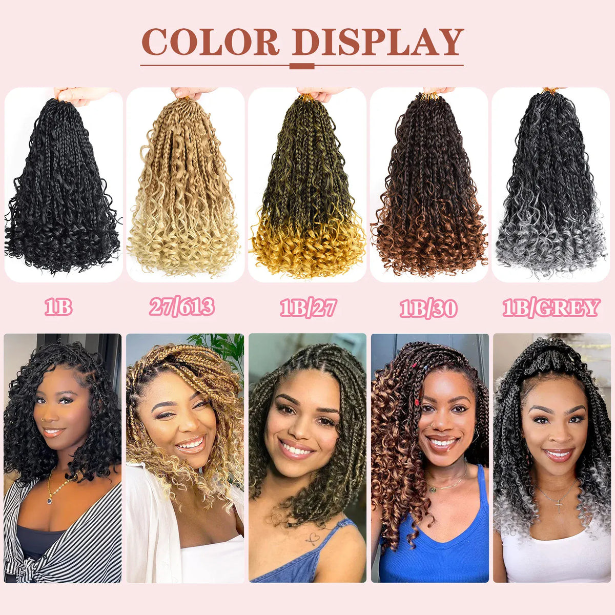 Goddess Box Braids Crochet Hair 10 Inch Pre Looped Boho Crochet Braids with Curly Ends, 8 Packs Synthetic Crochet Hair for Women