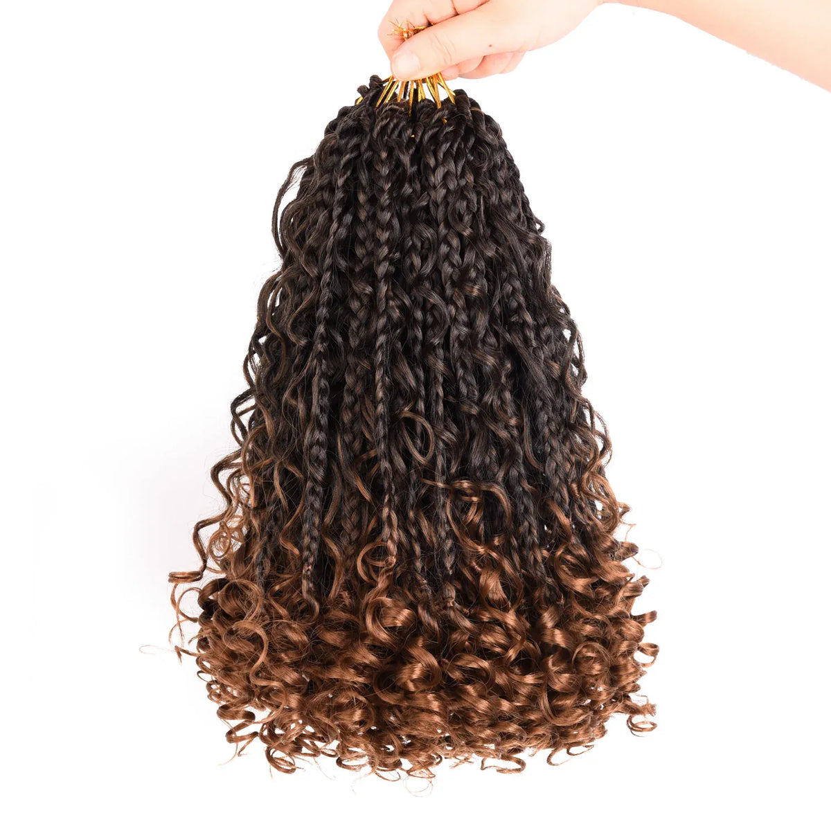 Goddess Box Braids Crochet Hair 10 Inch Pre Looped Boho Crochet Braids with Curly Ends, 8 Packs Synthetic Crochet Hair for Women