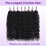 Goddess Box Braids Crochet Hair 18 Inch 8 Packs Pre-looped Boho Box Braids with Curly Ends Lightweight Synthetic Braiding Hair Extensions for Women